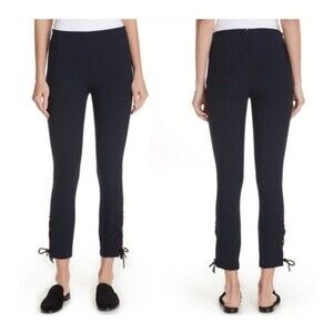 Rag & Bone High Rise Simone Pants Stretch Ankle Lace Up Navy Women’s Size 8